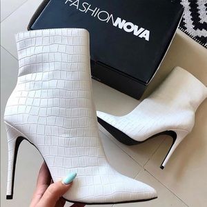 White Crocodile Booties